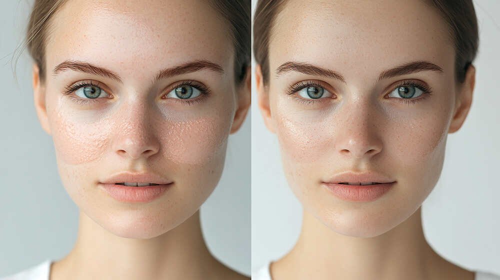 Young lady skin refinement before and after. Medazur Medical Clinic in Leytonstone.